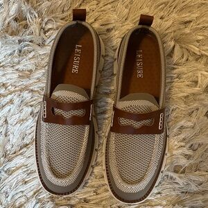 Leisure Men's Tan and Cream Slip-On Loafers